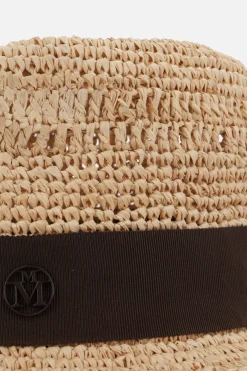 Women MAISON MICHEL Elias fedora hat in crocheted raffia