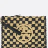 Women TORY BURCH Ella clutch in check raffia