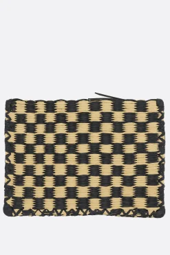 Women TORY BURCH Ella clutch in check raffia