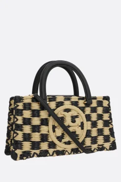 Women TORY BURCH Ella handbag in check raffia