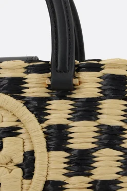 Women TORY BURCH Ella handbag in check raffia