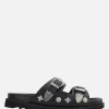 TOGA VIRILIS flat sandal in smooth leather with studs