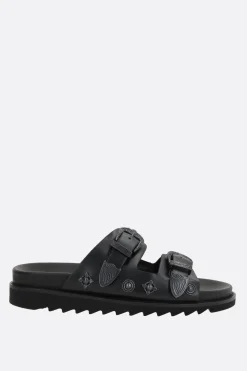 TOGA VIRILIS flat sandal in smooth leather with studs