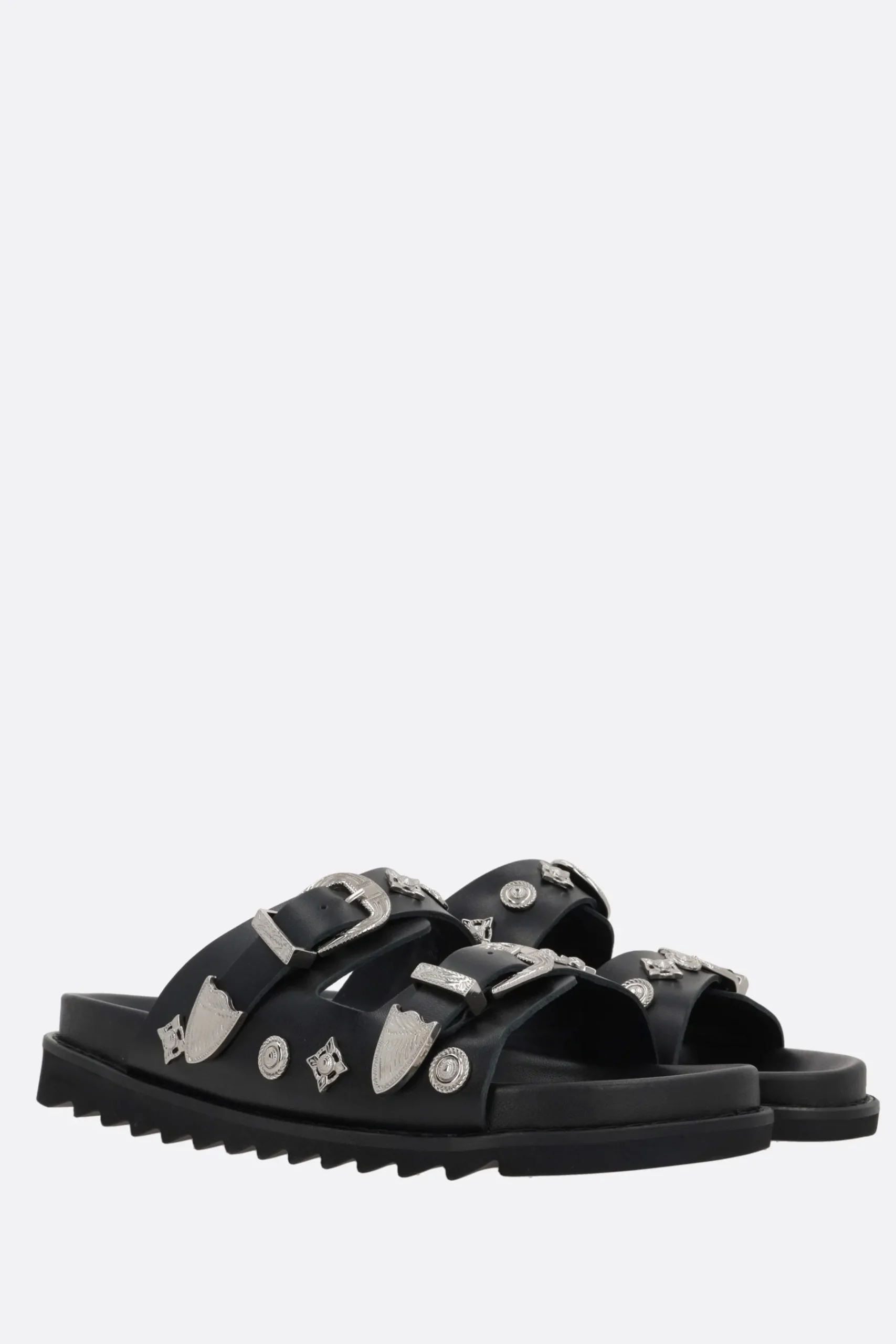 TOGA VIRILIS flat sandal in smooth leather with studs
