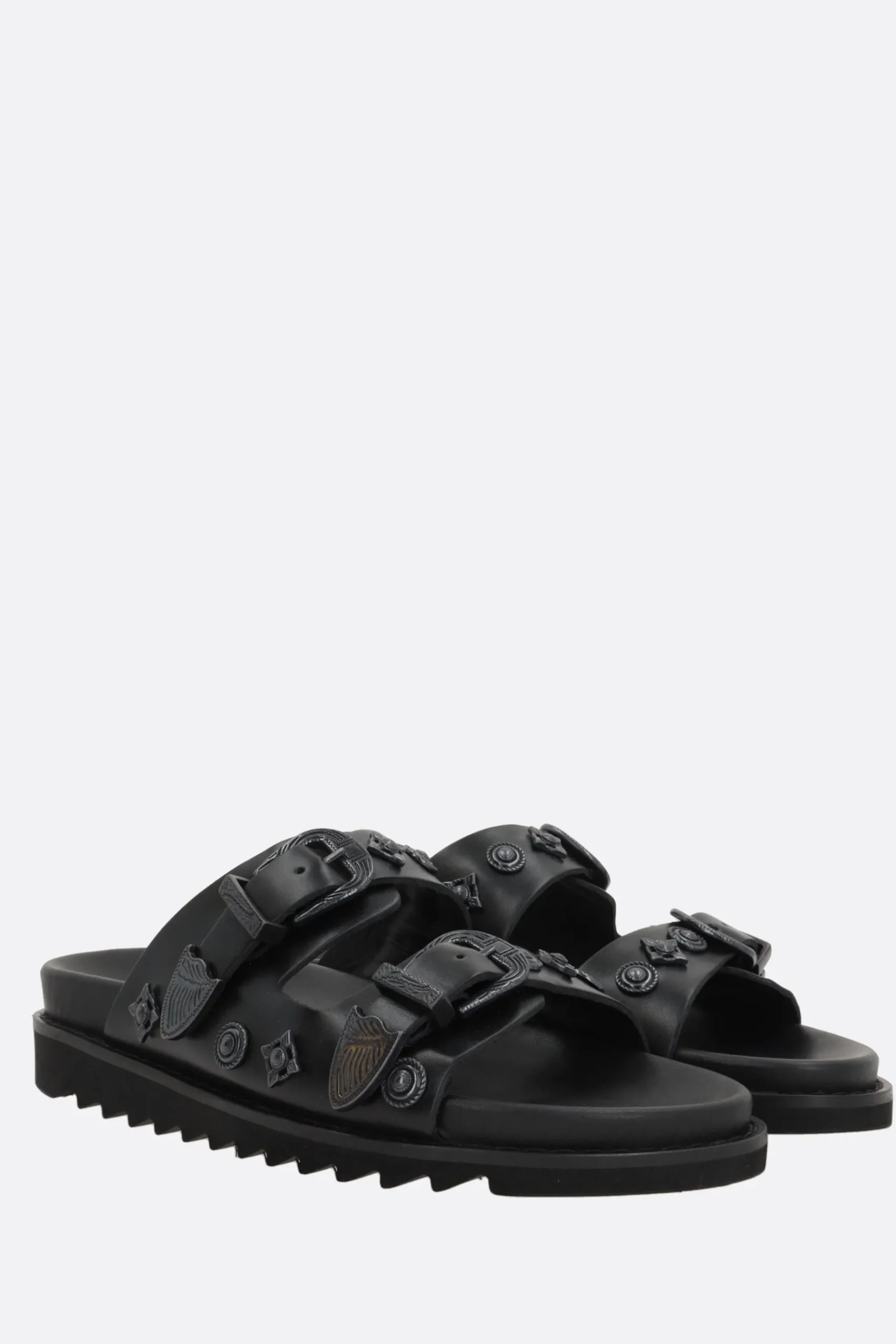TOGA VIRILIS flat sandal in smooth leather with studs