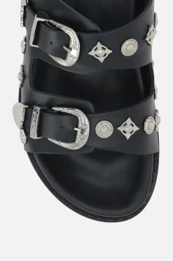 TOGA VIRILIS flat sandal in smooth leather with studs