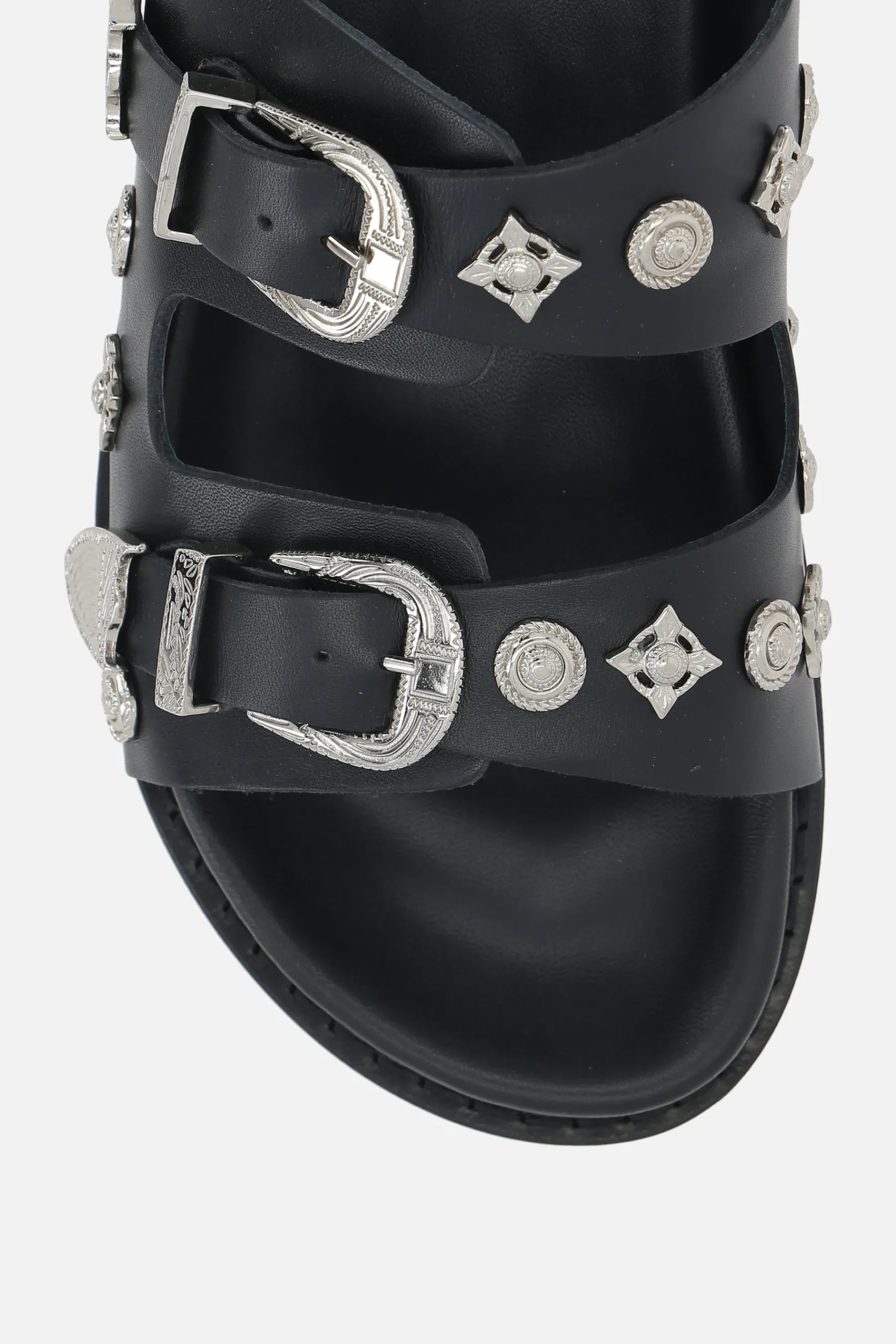 TOGA VIRILIS flat sandal in smooth leather with studs