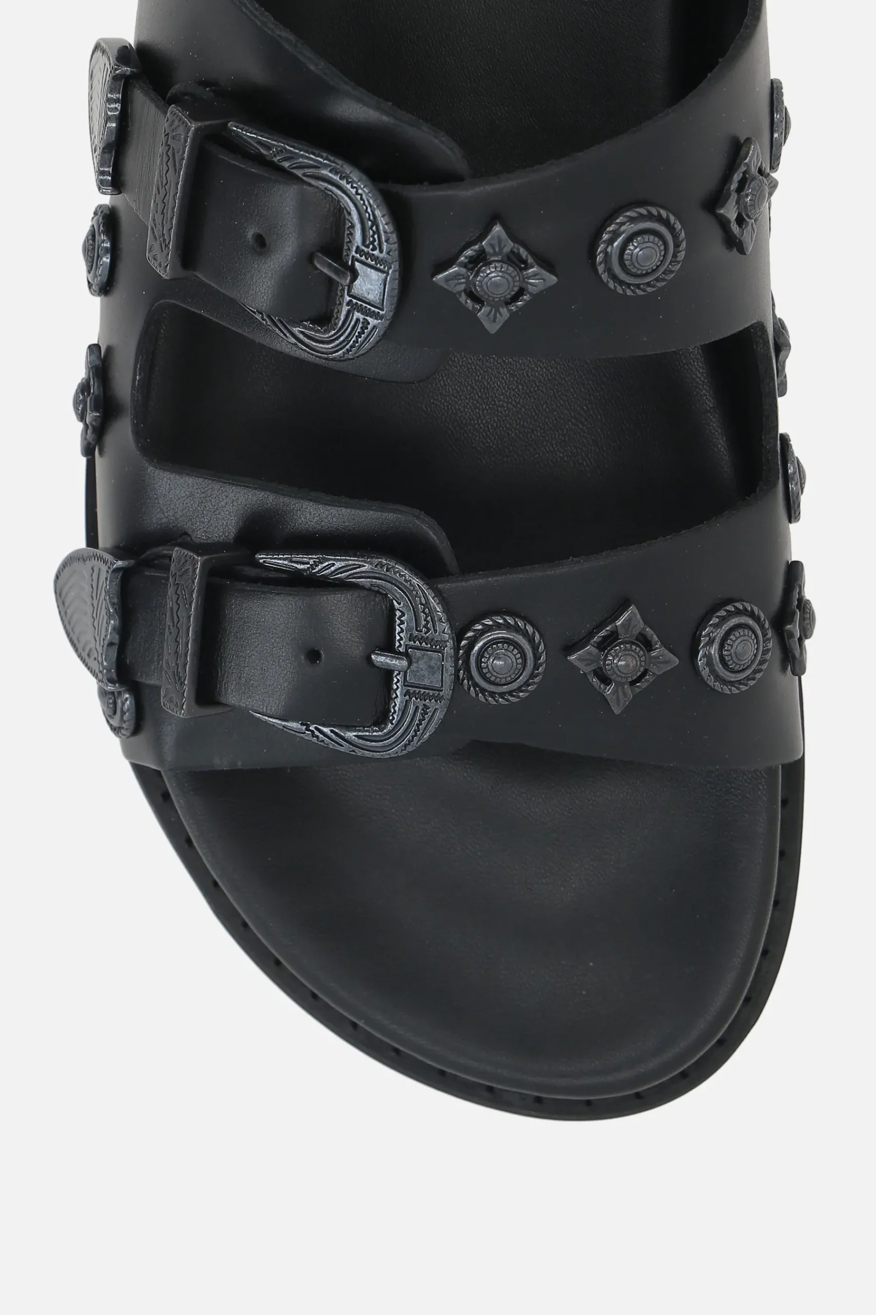 TOGA VIRILIS flat sandal in smooth leather with studs