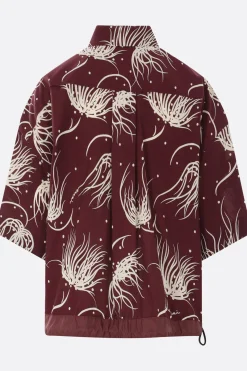 Women SACAI floral print cotton-blend cropped shirt