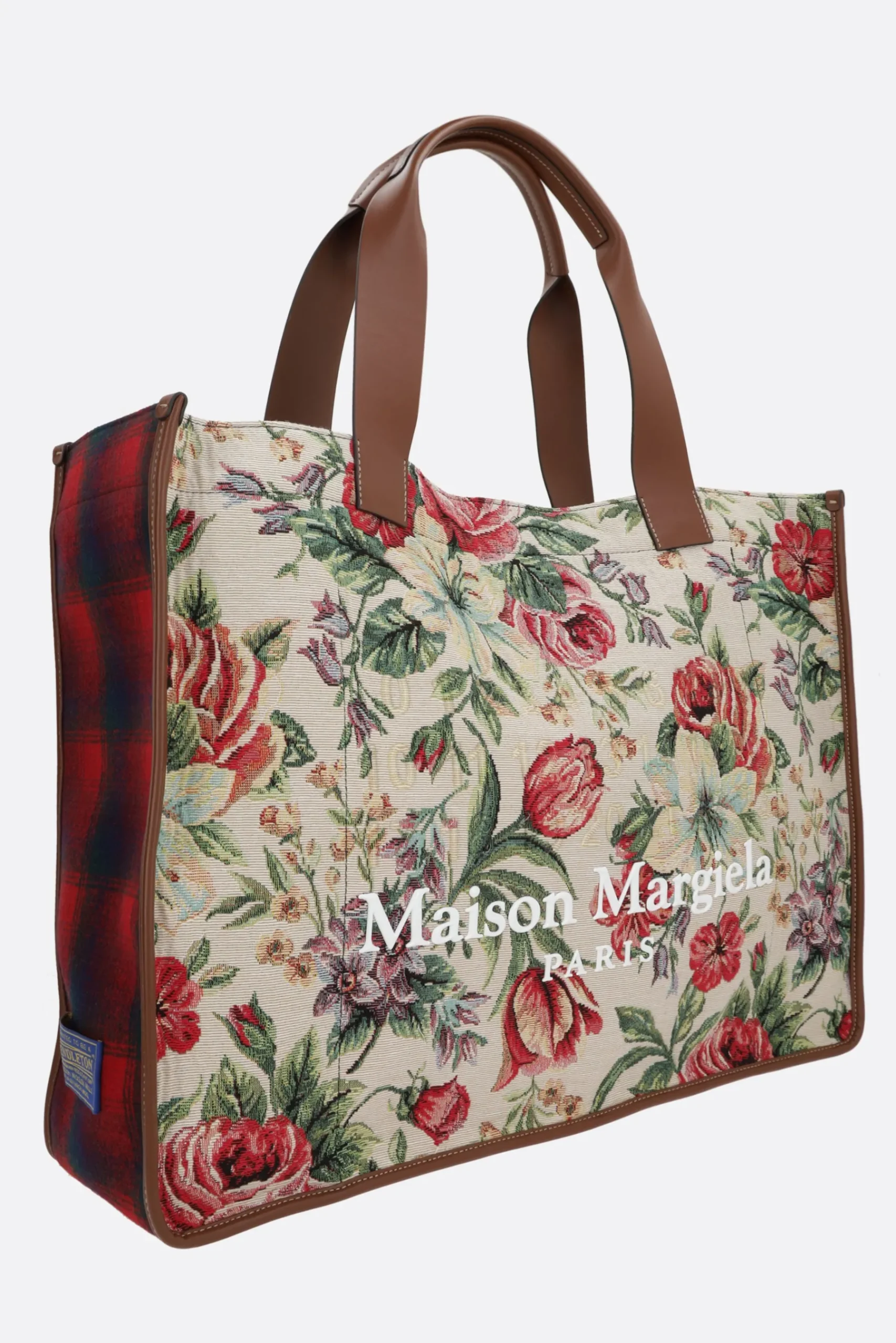 Women MAISON MARGIELA floral tapestry fabric large tote bag