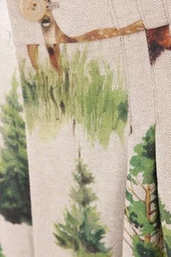 BLESS Forest Animals print canvas trousers