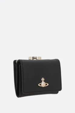 Women VIVIENNE WESTWOOD Frame small wallet in saffiano faux leather