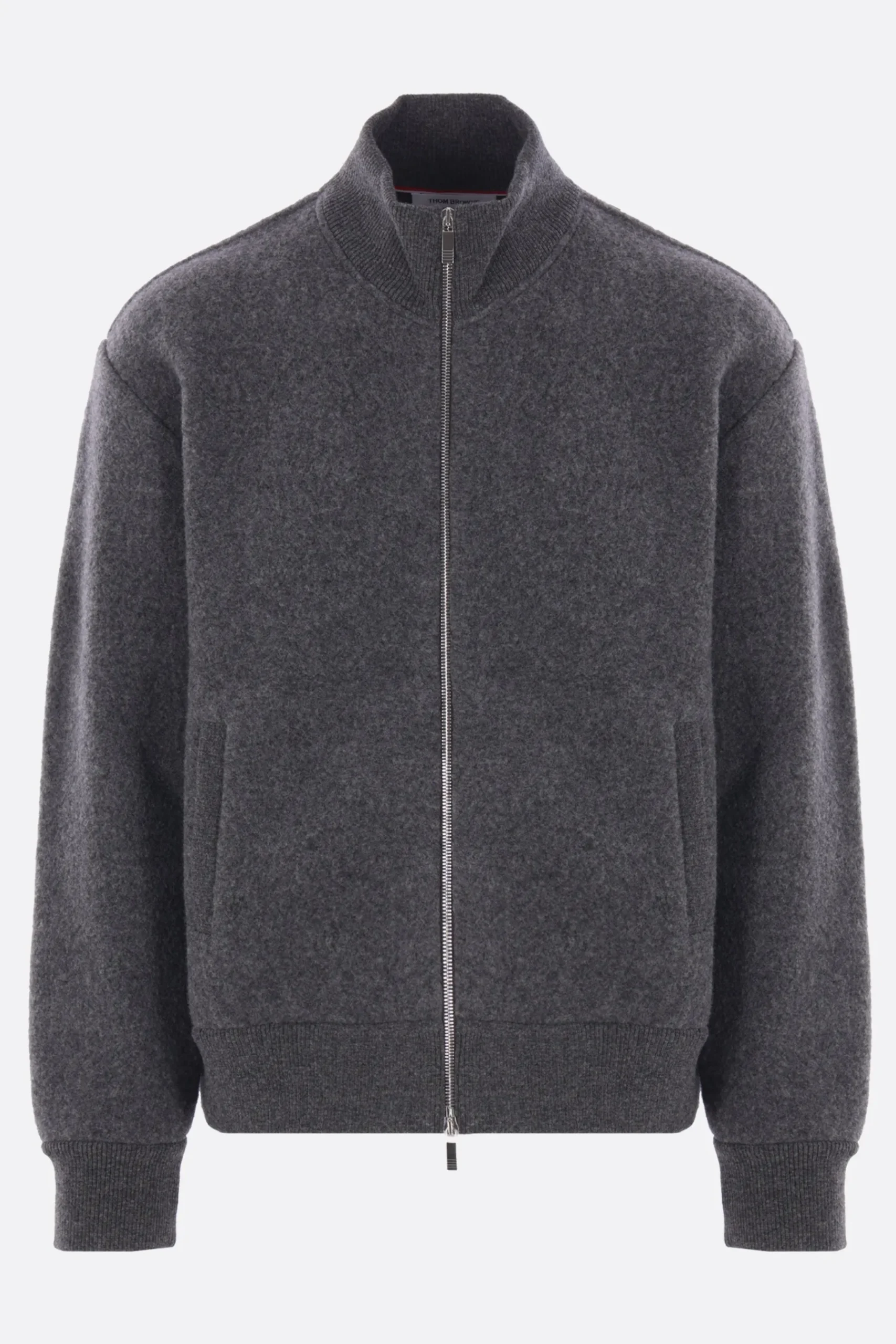 THOM BROWNE full-zip cardigan in wool fleece