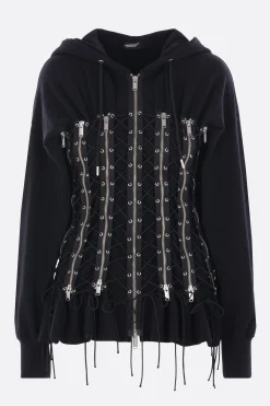 Women UNDERCOVER full-zip hoodie in jersey with laces