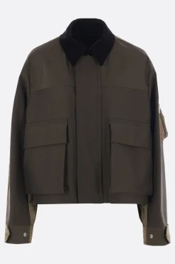Women SACAI full-zip jacket in grosgrain and twill