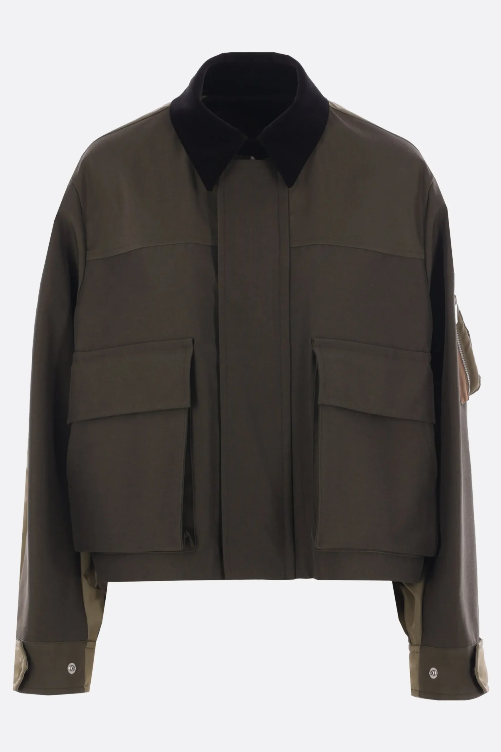 Women SACAI full-zip jacket in grosgrain and twill