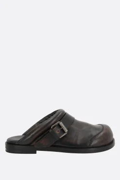 Women ACNE STUDIOS glossy leather mules with buckle-detail