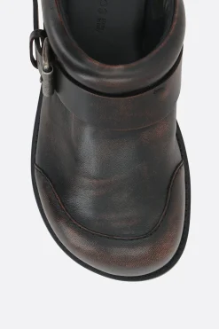 Women ACNE STUDIOS glossy leather mules with buckle-detail