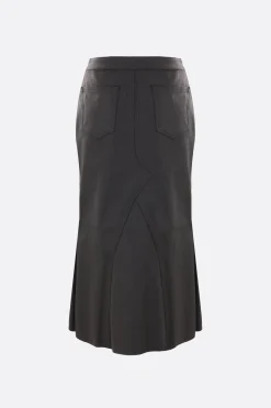 Women RICK OWENS Godet coated denim midi skirt