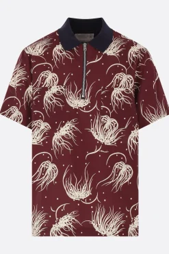 SACAI graphic print cotton blend polo shirt