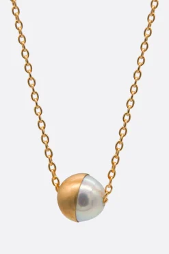 Women SHIHARA Half Pearl 90° chain necklace