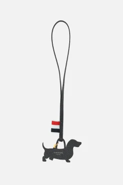 Women THOM BROWNE Hector bag charm in pebble grain leather