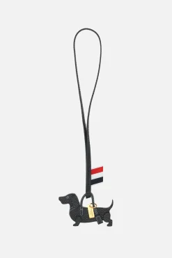 Women THOM BROWNE Hector bag charm in pebble grain leather