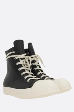 RICK OWENS high-top sneakers in smooth leather