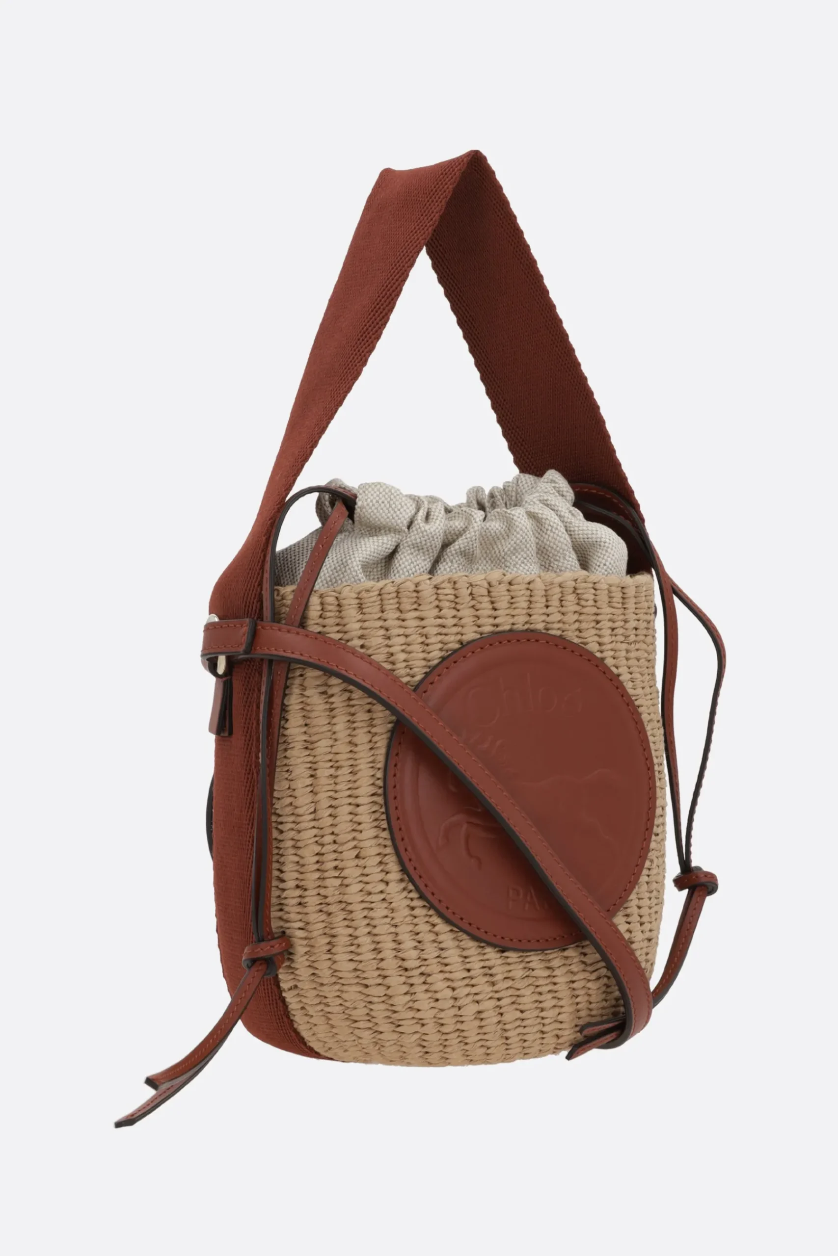 Women CHLOÉ Horse Medal small bucket bag in fair-trade paper