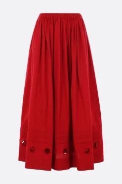 Women MARIA CALDERARA Irregular Holes long skirt in poplin