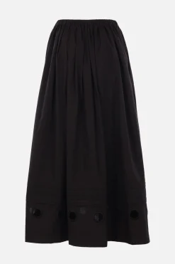 Women MARIA CALDERARA Irregular Holes long skirt in poplin