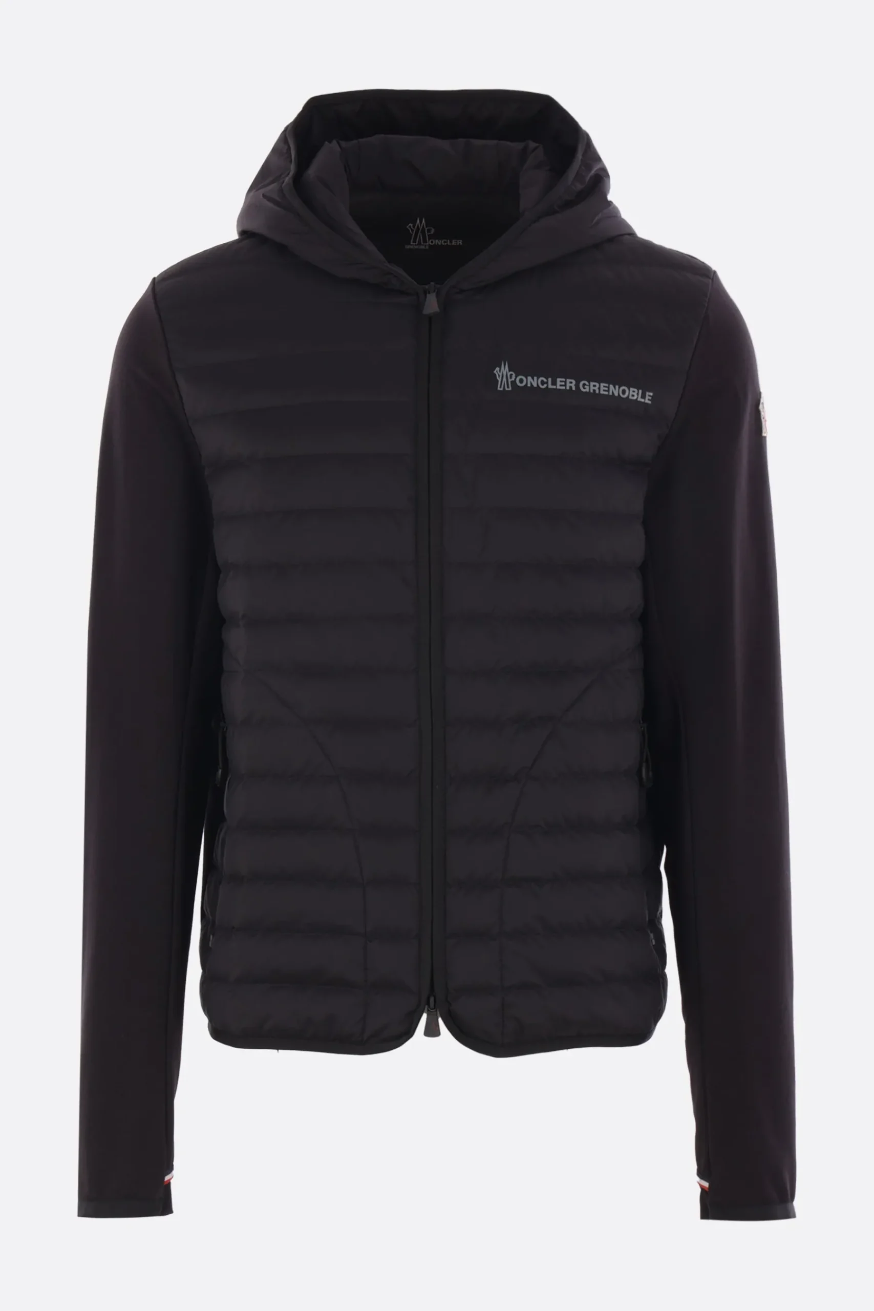 MONCLER GRENOBLE jersey and nylon padded hoodie