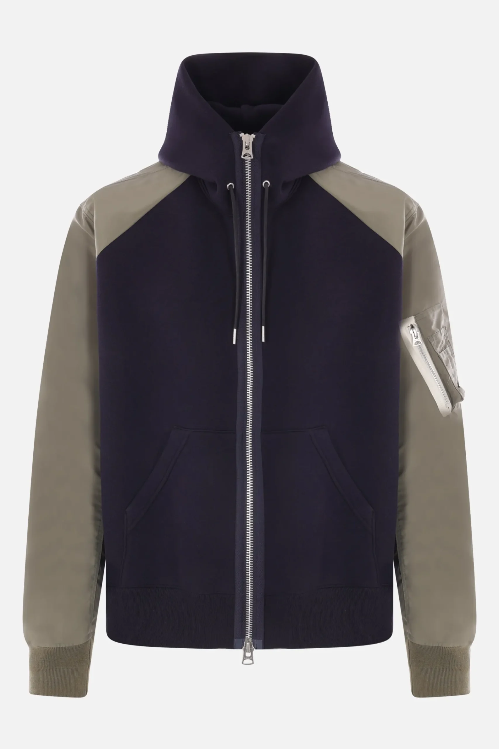SACAI jersey and twill full-zip hoodie