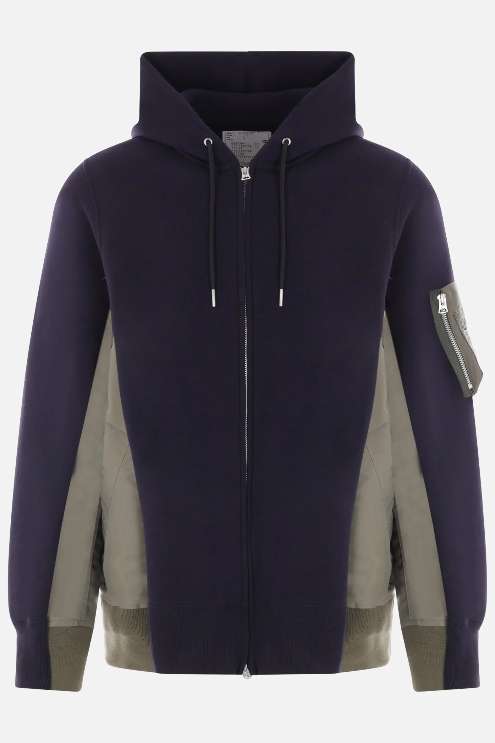 SACAI jersey and twill full-zip hoodie