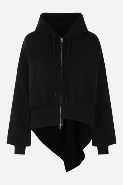 Women YOHJI YAMAMOTO jersey unbalanced hoodie