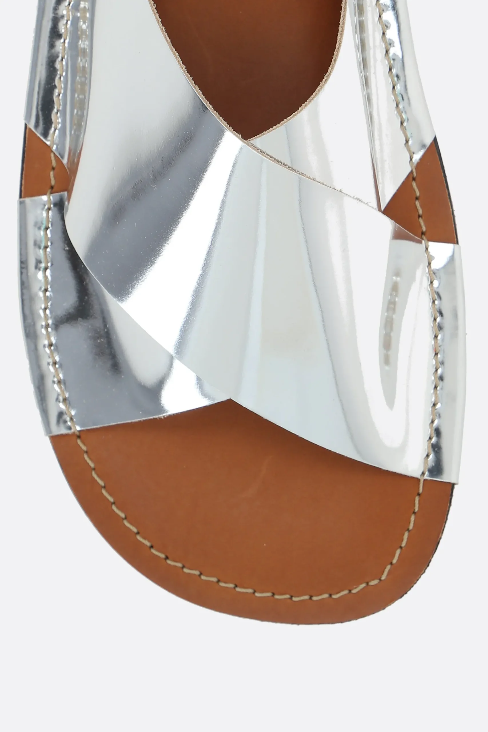 Women PLAN C laminated leather slide sandals