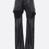 Women YEHUAFAN leather and canvas trousers