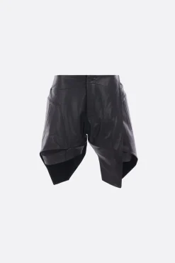Women YEHUAFAN leather and canvas trousers