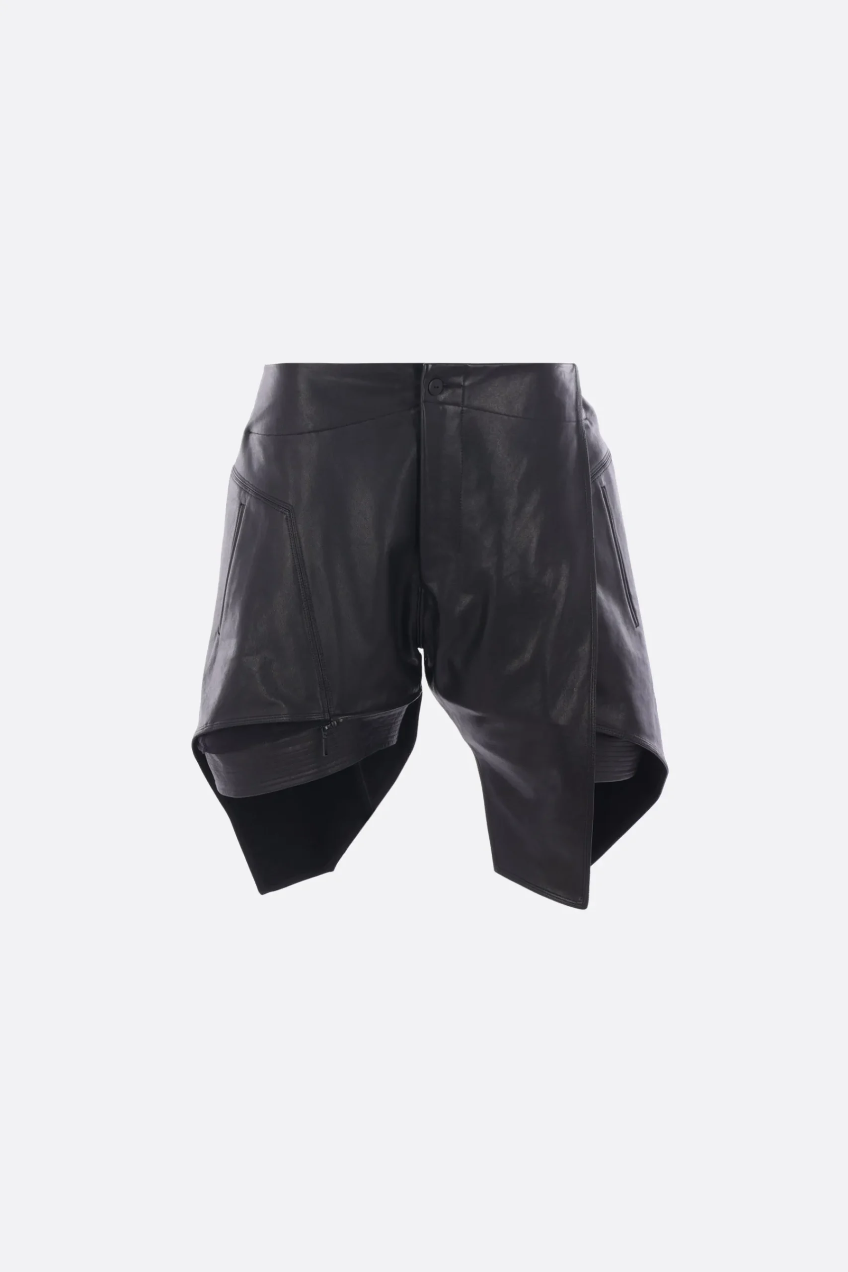 Women YEHUAFAN leather and canvas trousers