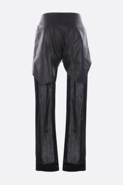Women YEHUAFAN leather and canvas trousers