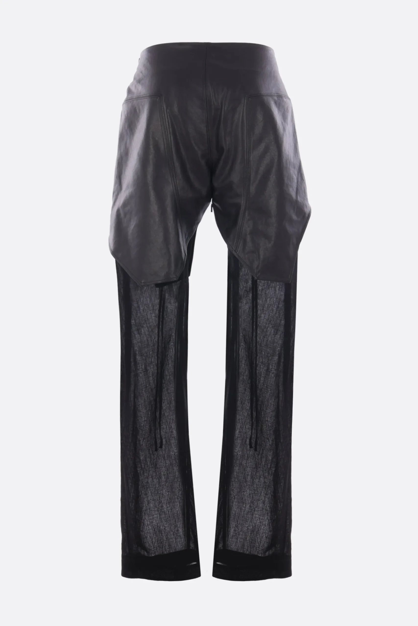 Women YEHUAFAN leather and canvas trousers