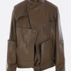 Women YEHUAFAN leather jacket with belt
