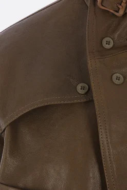 Women YEHUAFAN leather jacket with belt