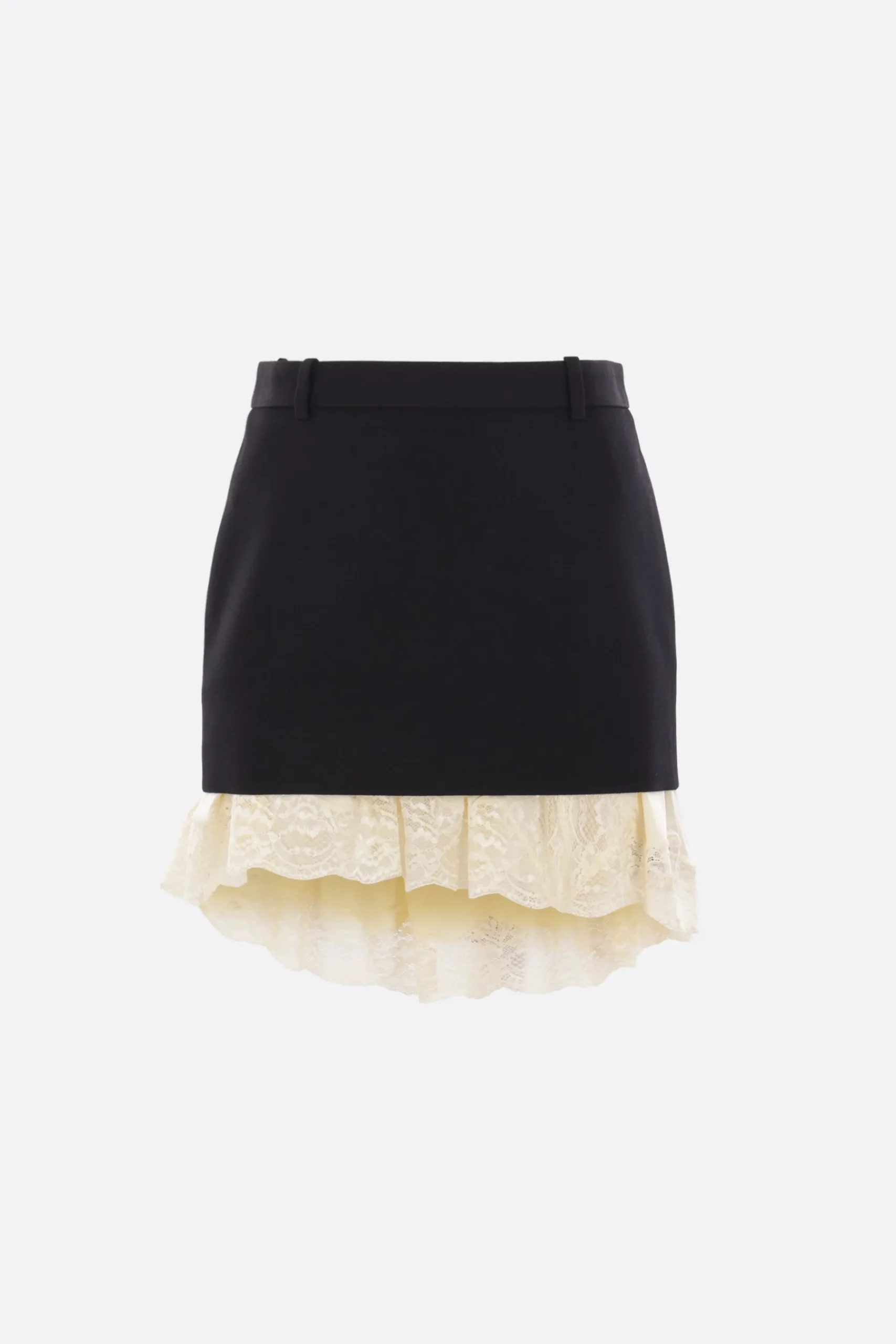 Women BALENCIAGA Lingerie mini skirt in wool and lace