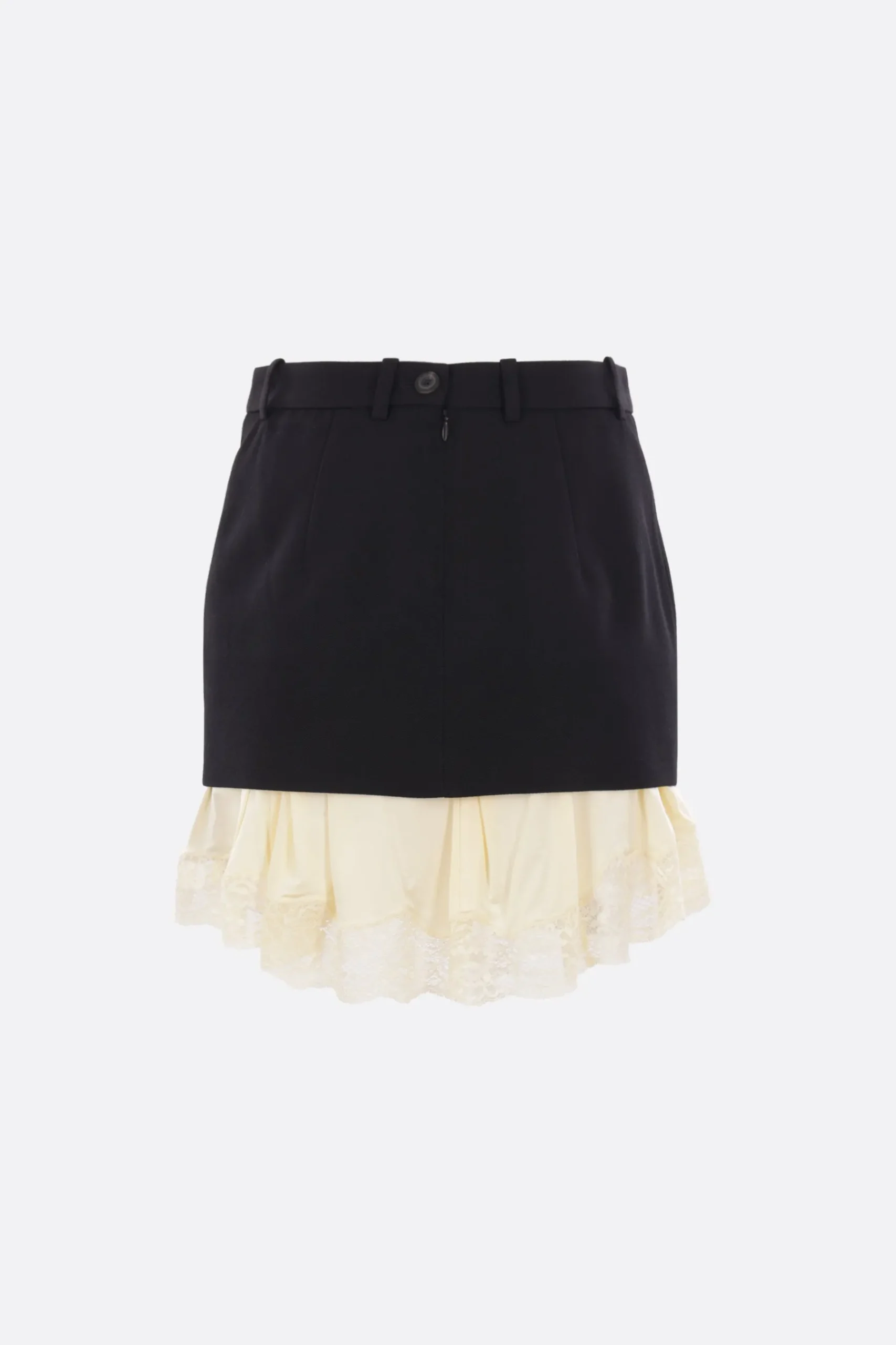 Women BALENCIAGA Lingerie mini skirt in wool and lace