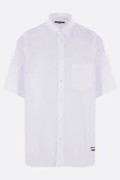 COMME DES GARÇONS HOMME logo embroidered poplin short-sleeve shirt