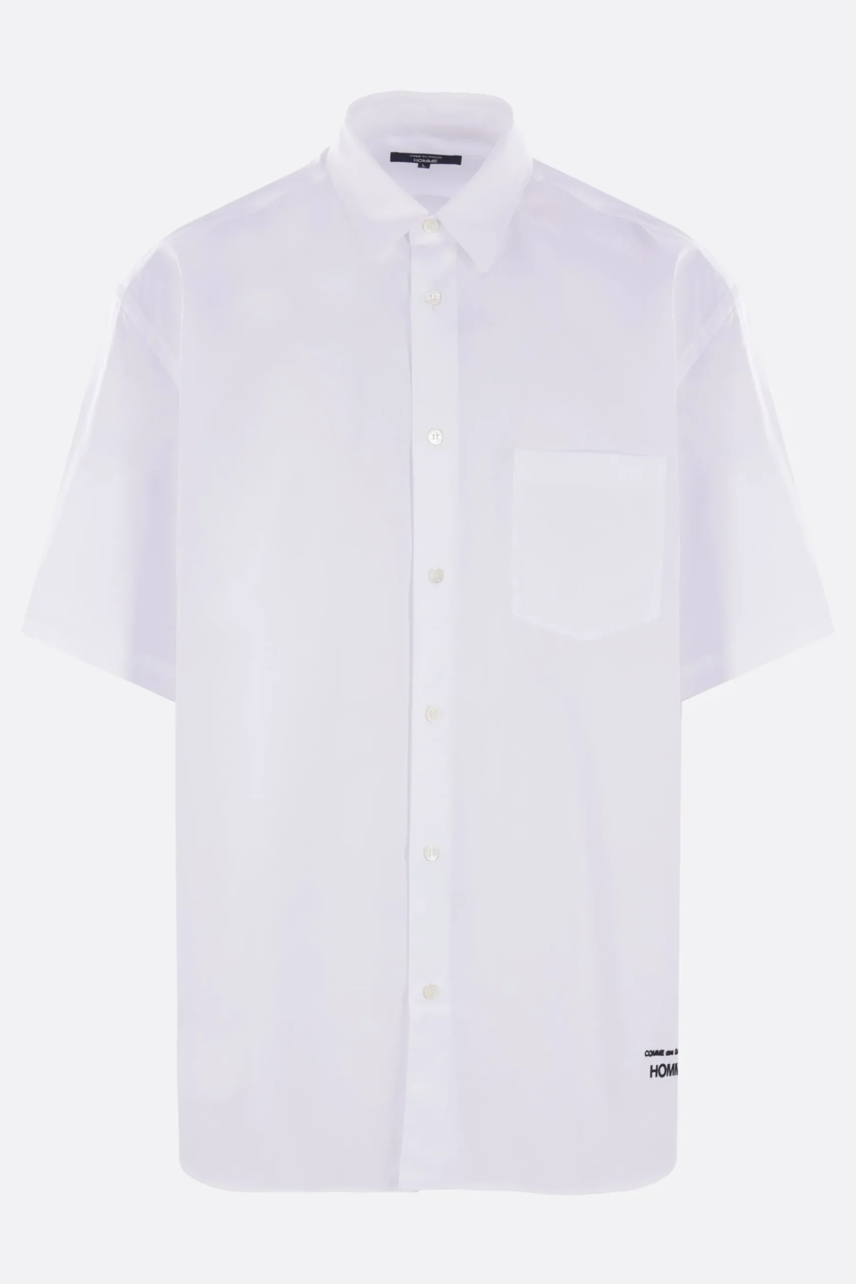 COMME DES GARÇONS HOMME logo embroidered poplin short-sleeve shirt