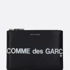 COMME DES GARÇONS WALLET logo print smooth leather large pouch