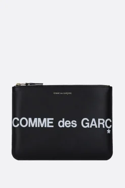 COMME DES GARÇONS WALLET logo print smooth leather large pouch