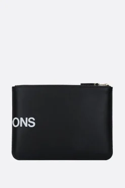 COMME DES GARÇONS WALLET logo print smooth leather large pouch